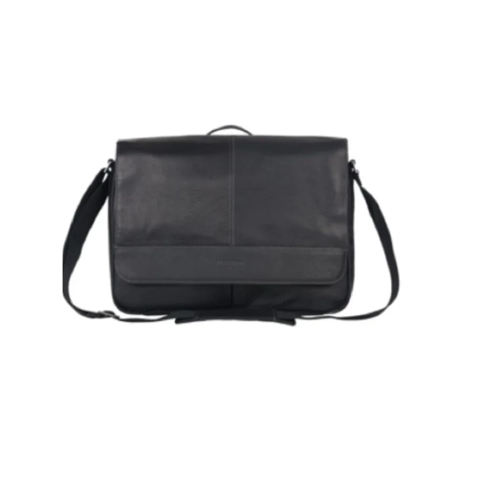 Kenneth Cole Black Leather Messenger COLOMBIAN LEATHER CROSSBODY MESSENGER BAG